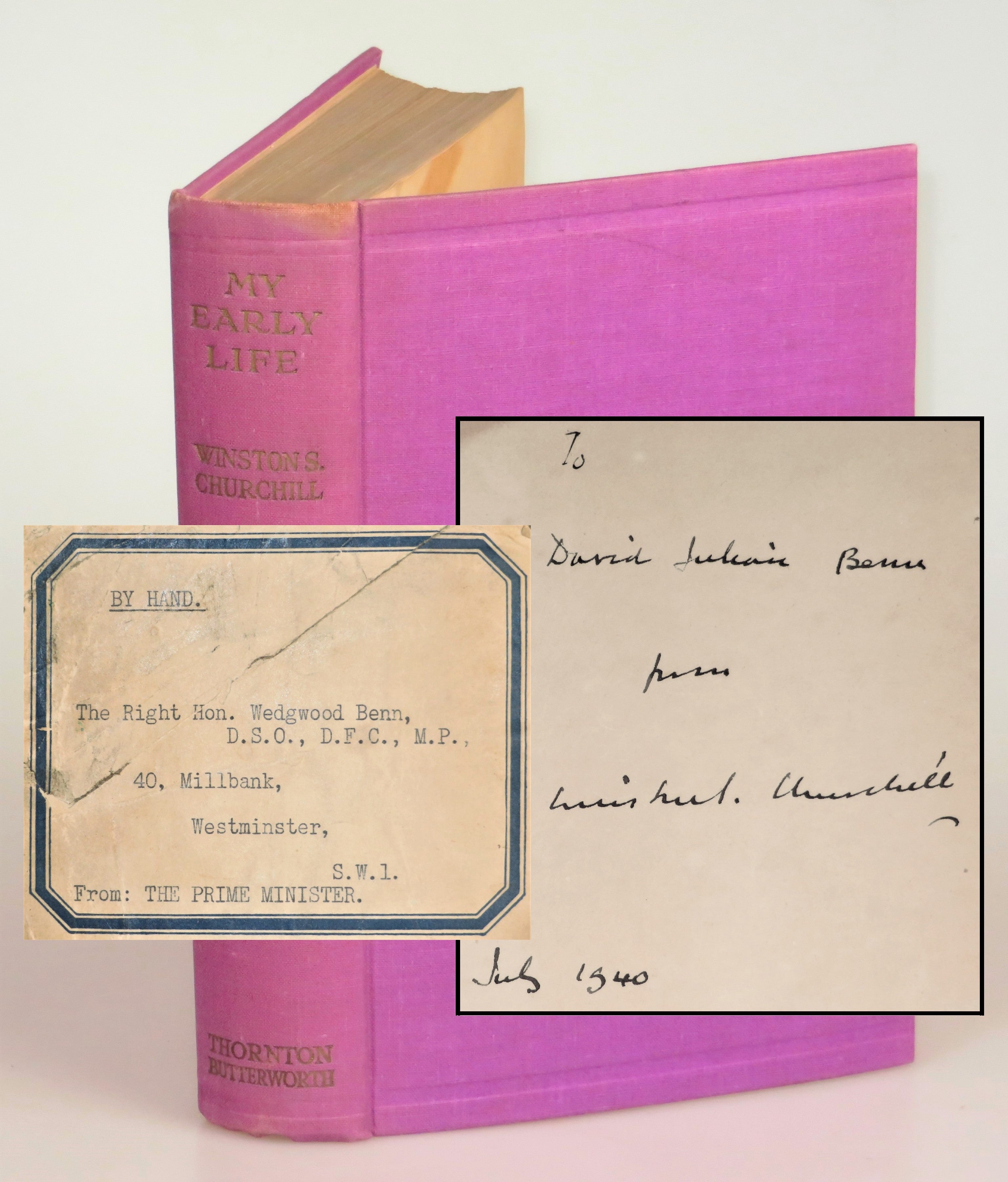 “From: THE PRIME MINISTER” – an extraordinary inscribed wartime copy of Churchill’s My Early Life