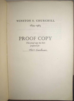 Item #000280 Winston S. Churchill, The Official Biography, Volume I, Youth 1874-1900, PROOF COPY....