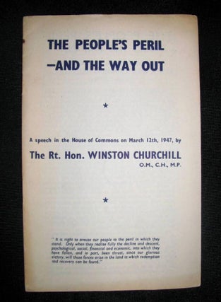 Item #000852 The People's Peril - and the Way Out, a speech in the House of Commons on March...