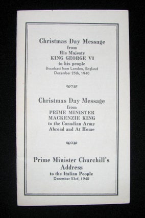 Item #000956 Prime Minister Churchill's Address to the Italian People December 23rd 1940 together...