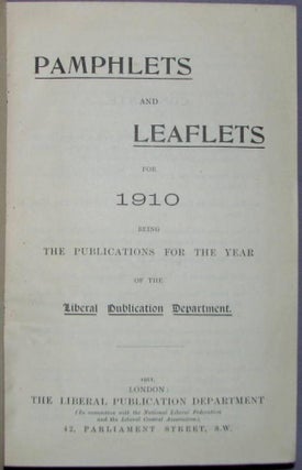 Mr. Churchill on the Peers by Winston S. Churchill, original 1910 leaflet, bound in Pamphlets & Leaflets for 1910, Being the Publications for the Year of the Liberal Publication Department