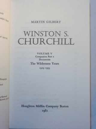 Winston S. Churchill, The Official Biography, Companion Volume V, Part 2, The Wilderness Years 1929-1935