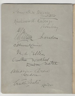 Autograph booklet from the September 1900 Institute of Journalists annual conference in London, signed by a young Winston Churchill and 28 other of his fellow journalists