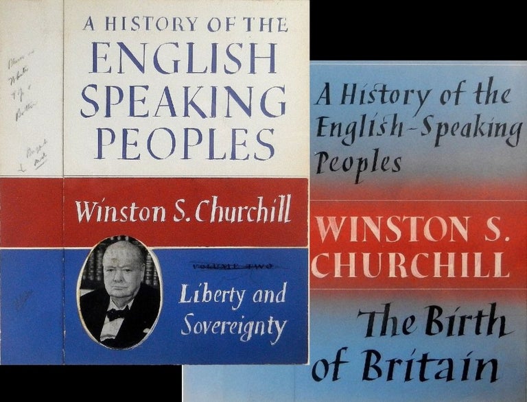 Item #003187 Original, hand-painted dust jacket design concepts for the first and second volumes of Winston Churchill's A History of the English-Speaking Peoples. Philip Grushkin for works, Winston S. Churchill.