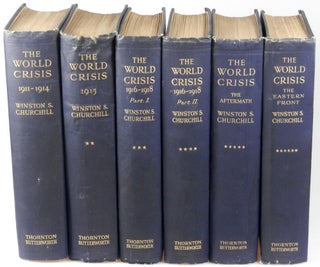 The World Crisis, a remarkable set of British first editions with five dated inscriptions from Churchill to his Aunt and significant annotations by her son, Churchill's Cousin, concerning the Battle of Jutland