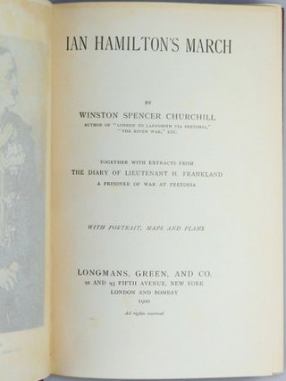Ian Hamilton's March, inscribed and dated in January 1901 by Churchill during his first lecture tour of the U.S. and Canada