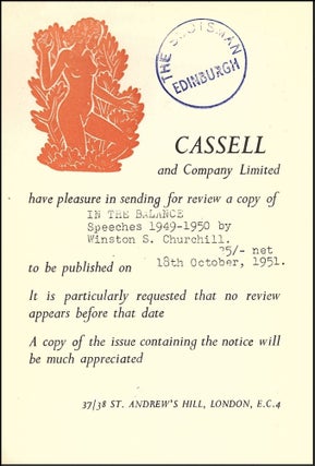 In the Balance, a pre-publication publisher's review copy for The Scotsman, the national newspaper of Scotland
