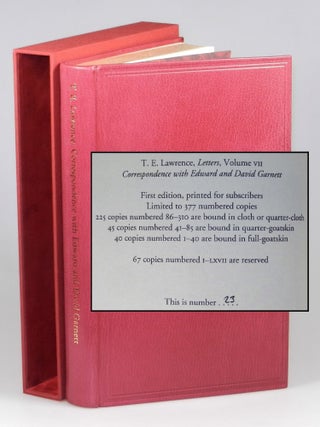 Item #004104 T. E. Lawrence's Correspondence with Edward and David Garnett, the finely bound full...
