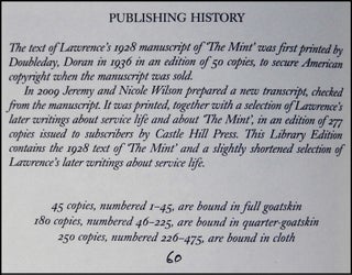 'The Mint' and Later Writings About Service Life