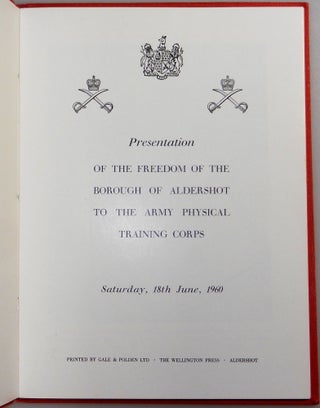 A 1958-1962 Archive of the Centenary of the British Army's Physical Training Corps at Aldershot, spanning Field Marshal Bernard Law Montgomery's final years as Colonel Commandant, comprising two commemorative books signed by Montgomery, two holograph signed letters from Montgomery, an invitation bearing Montgomery's autograph, and a vintage photograph of Montgomery in Aldershot for the Centenary