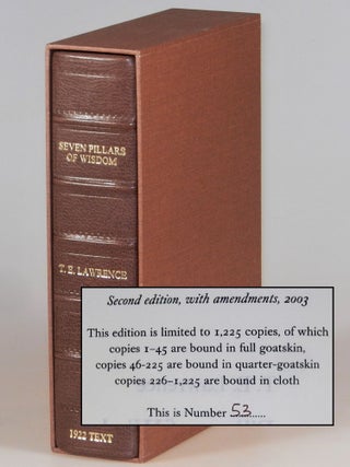 Item #004437 Seven Pillars of Wisdom: a triumph, the complete 1922 'Oxford' text, first and...