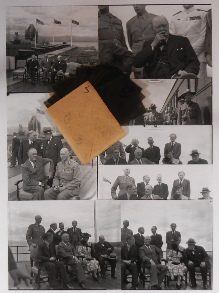 Item #004471 Original, unpublished photographic negatives of U.S. President Franklin D. Roosevelt, British Prime Minister Winston S. Churchill, Canadian Prime Minister MacKenzie King, and others on 18 August 1943 at the 'Quadrant' conference in Quebec