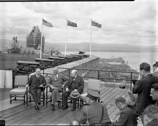 Original, unpublished photographic negatives of U.S. President Franklin D. Roosevelt, British Prime Minister Winston S. Churchill, Canadian Prime Minister MacKenzie King, and others on 18 August 1943 at the 'Quadrant' conference in Quebec