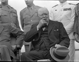 Original, unpublished photographic negatives of U.S. President Franklin D. Roosevelt, British Prime Minister Winston S. Churchill, Canadian Prime Minister MacKenzie King, and others on 18 August 1943 at the 'Quadrant' conference in Quebec