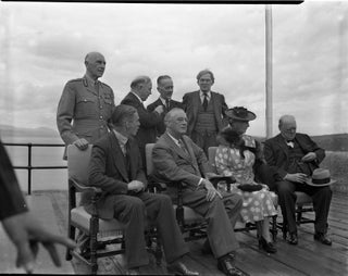 Original, unpublished photographic negatives of U.S. President Franklin D. Roosevelt, British Prime Minister Winston S. Churchill, Canadian Prime Minister MacKenzie King, and others on 18 August 1943 at the 'Quadrant' conference in Quebec