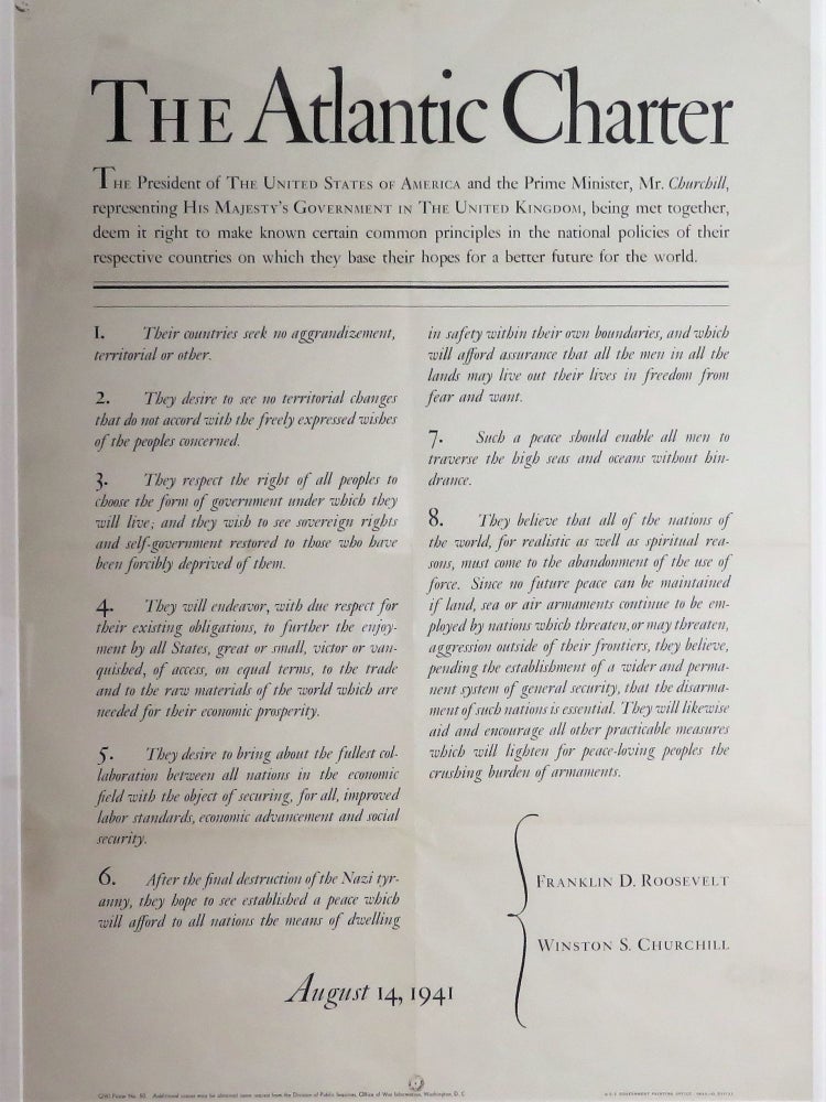 Item #004643 The Atlantic Charter. Winston S. Churchill, Franklin D. Roosevelt.