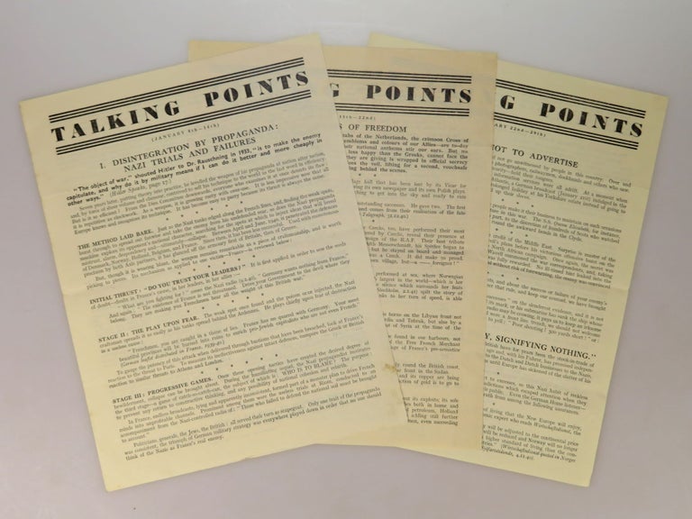 Item #004777 Talking Points, three wartime leaflets from January 8-29 1941