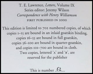 T. E. Lawrence: Correspondence with Henry Williamson