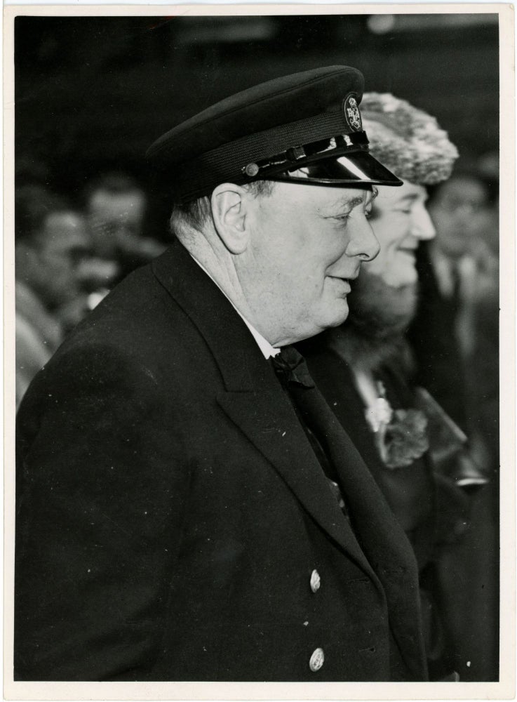 Item #005029 An original wartime press photograph of Prime Minister Winston S. Churchill and his wife, Clementine, on 19 August 1941, taken upon Churchill’s return from the Atlantic Charter Conference with President Franklin D. Roosevelt