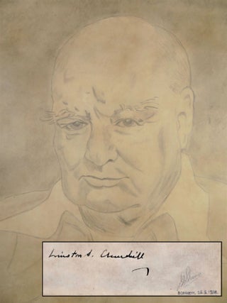 Item #005083 An original drawing of Sir Winston S. Churchill by the head chef of Blenheim Palace,...