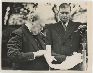 Item #005236 An original Second World War press photograph of British Prime Minister Winston S....