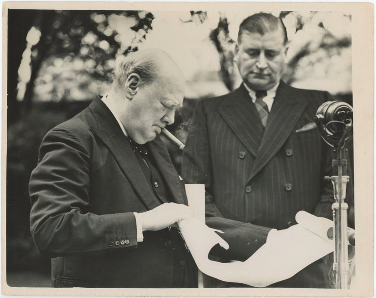 An original Second World War press photograph of British Prime Minister Winston S. Churchill...