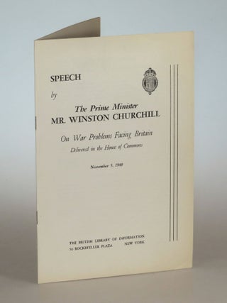 Item #005308 Speech by The Prime Minister Mr. Winston Churchill On War Problems Facing Britain...