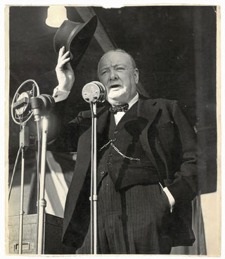 Item #005357 An original wartime press photograph of Prime Minister Winston S. Churchill on 3...