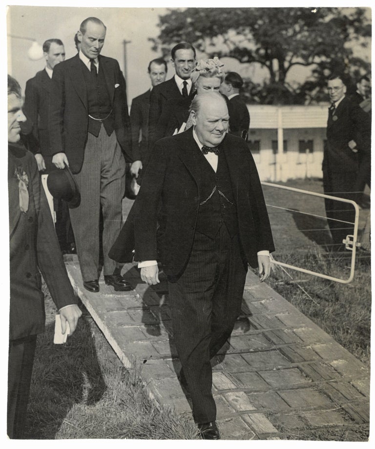 Item #005361 An original Second World War press photograph of Winston S. Churchill in early July 1945 campaigning for the General Election that ended his wartime premiership