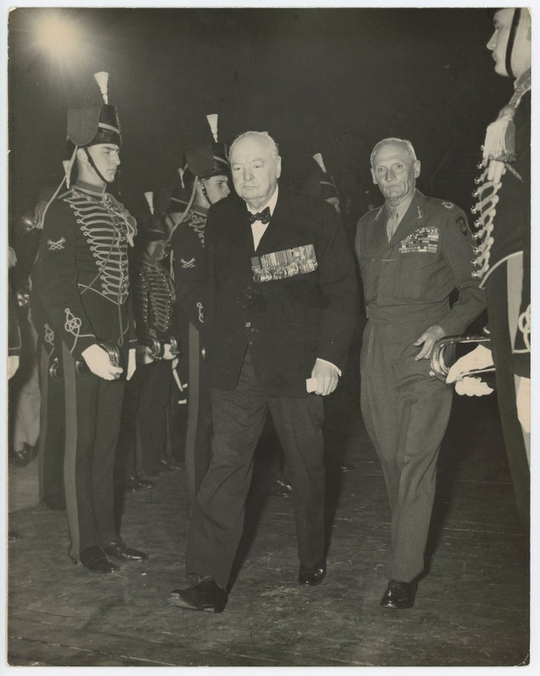 Item #005381 EL ALAMEIN RE-UNION - An original press photograph of Winston S. Churchill and Field Marshal Montgomery at the El Alamein Reunion on 19 October 1951, a week before Churchill returned to 10 Downing Street for his second and final premiership