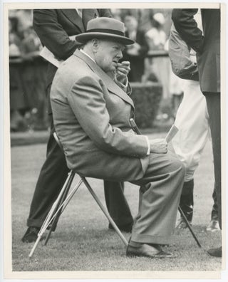 Item #005418 An original press photo of Sir Winston S. Churchill at Sandown Park