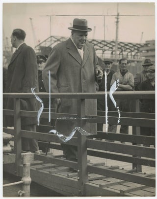 Item #005446 WINSTON HOME - An original press photograph of Winston S. Churchill at Southampton...
