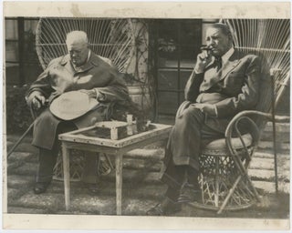 Item #005453 An original press photo of Sir Winston S. Churchill and former French President...
