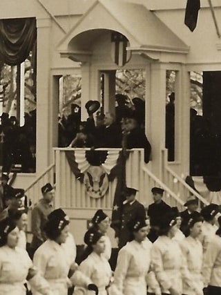 An original press photo of the 20 January 1941 Inaugural Parade for Franklin Delano Roosevelt’s unprecedented and unrepeated third presidential term, youth of his National Youth Administration passing in review as the President waves his hat