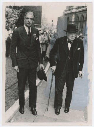 Item #005594 An original press photograph of then-Leader of the Opposition Winston S. Churchill...