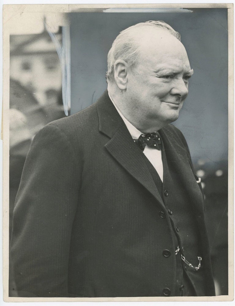 VE-DAY CELEBRATIONS - An original Second World War press photograph of British Prime Minister...