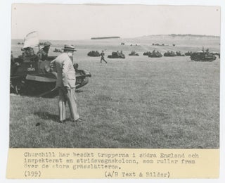 Item #005609 An original Second World War press photograph of Prime Minister Winston S. Churchill...