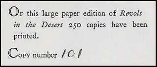 Revolt in the Desert, the publisher's limited issue of the first edition, number 101 of 250