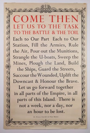 Item #005763 COME THEN LET US TO THE TASK TO THE BATTLE & THE TOIL - an original Second World War...