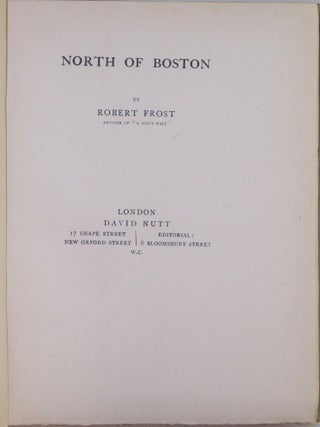 North of Boston, the first edition, first issue, final binding state, inscribed by Frost in Amherst in April 1935
