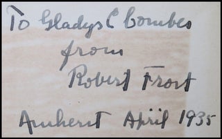 North of Boston, the first edition, first issue, final binding state, inscribed by Frost in Amherst in April 1935