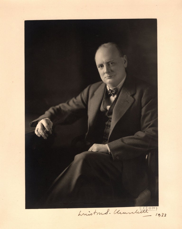 Item #005917 Original studio print of a photograph of Winston S. Churchill taken by Edward Frederick Foley, signed by both Churchill and the photographer in 1932. Edward Frederick Foley.