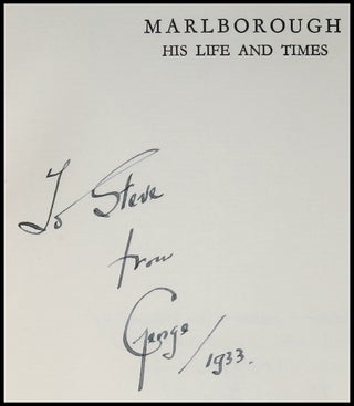 Marlborough: His Life and Times, the publisher's signed, limited, finely bound issue of the first edition, one of only five unnumbered sets and the only one marked "Presentation" and not only signed by Churchill, but also inscribed and dated by the publisher