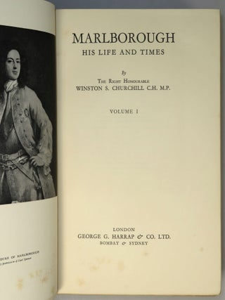 Marlborough: His Life and Times, the publisher's signed, limited, finely bound issue of the first edition, one of only five unnumbered sets and the only one marked "Presentation" and not only signed by Churchill, but also inscribed and dated by the publisher