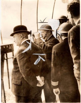 Item #006011 A wartime press photograph of British Prime Minister Winston S. Churchill,...