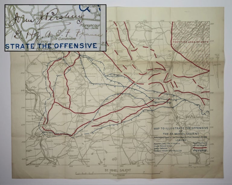 Item #006081 Map to Illustrate of the Offensive of the St. Mihiel Salient to Accompany Report of the Commander In Chief, November 20, 1918, signed in France by the battle's victorious Allied commander and leader of the American Expeditionary Force, General John J. Pershing