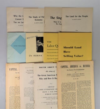 A collection of 19 pamphlets, many published by the Robert Shalkenbach Foundation, promoting and supporting the socio-economic ideology of Henry George, including On Human Rights by Winston S. Churchill and numerous pamphlets by George