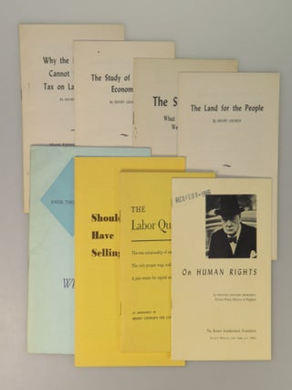 A collection of 19 pamphlets, many published by the Robert Shalkenbach Foundation, promoting and supporting the socio-economic ideology of Henry George, including On Human Rights by Winston S. Churchill and numerous pamphlets by George