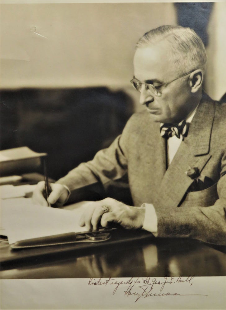 Item #006150 A large, signed photographic portrait of President Harry S. Truman inscribed to one of his Second World War Generals