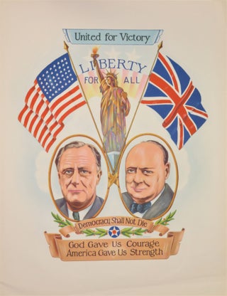 Item #006151 "United for Victory", an original wartime poster featuring President Franklin D....